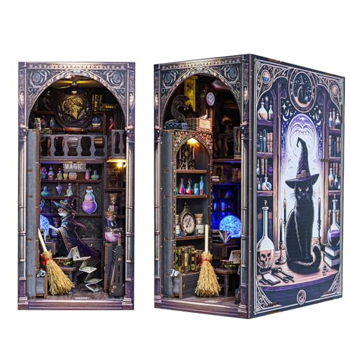 3D Book Nook Kit, DIY Miniature House Booknook Dollhouse Kit for Adults, 3D Wooden Puzzle Bookend...