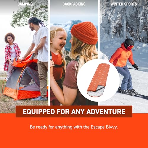 SOL Escape Bivvy con Capucha - Manta de Preparación para Emergencias - Reflecta hasta 70% del Calor Corporal - Bivvy de Supervivencia al Aire Libre - Resistente al Agua - Durable y Transpirable - Suministros para Camping de Invierno - Naranja miniatura 6