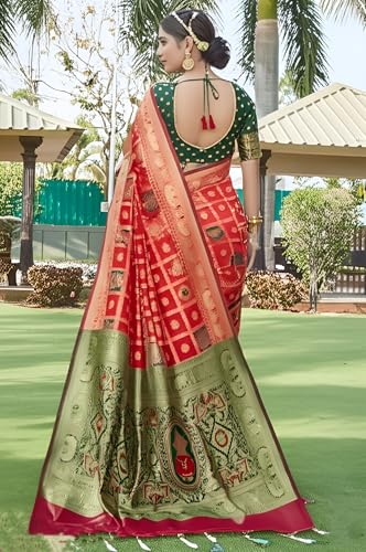 Image of Yashika Women's Banarasi Kanjivaram Silk Woven Saree | Animal Printed Patola Silk Saree for Women