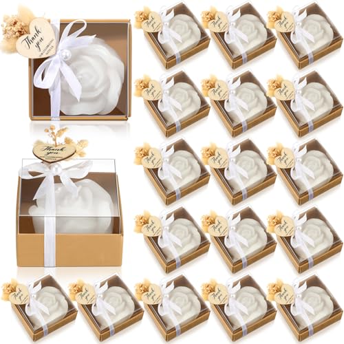 Threlaco 24 Sets Rose Candles Scented with Dried Flower Mini