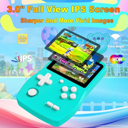 Image of 32 Bit Handheld Game for Kids Preloaded 139 Video Games,Roadtrip Travel Toy | 3.0 inch IPS Screen,5+Hrs Play,USB-C,Retro Gaming for Road Trip, Mini Travel Electronic Toy Xmas Birthday Gifts for Boys Girls
