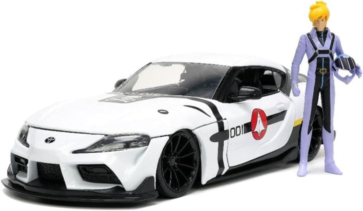 Jada Robotech 1:24 2020 Toyota Supra Die-cast Car & 2.75" Roy Focker Figure, Toys for Kids and Adults