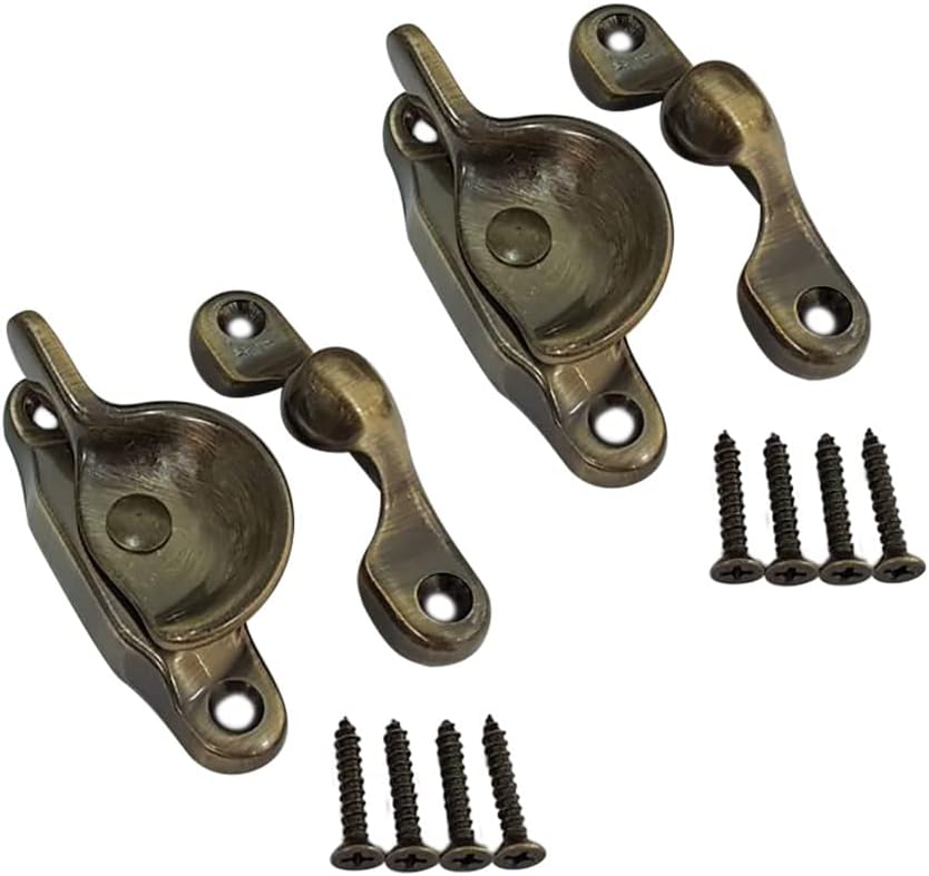 QCAA Forged Brass Sash Lock in Solid Brass, CTC 2", Brushed Antique Brass, 2 Pack