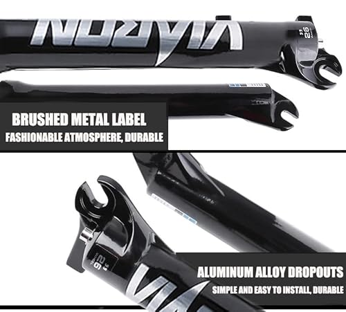 Viaron Mtb Suspension Fork, 26/27.5/29 Inch Mountain Bicycle Front Fork, 100Mm Travel Shock Absorber Straight Tube 28.6Mm Threadless Fork (Silver, 26) #TOP4