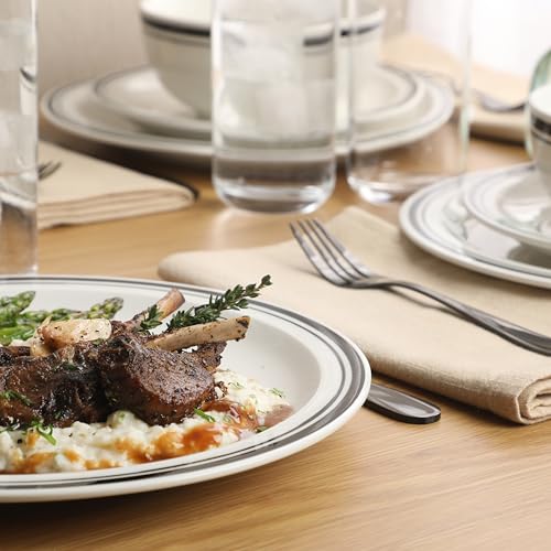 Gibson Home Hometown Diner 12-Piece Porcelain Dinnerware Set, Round Plates and Bowls Set for 4, White with Black Rim, Dishwasher Safe – Dinner Plate, Salad Plate & Cereal Bowl by Gibson Home - Image 5