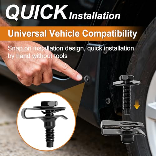 Image of mankk 50PCS M6-1.0 Fender Liner Screw and U-Nut Clips Kit,Body Fasteners,U-Nut Clips & Hex Head Bolts,Automotive Body Clips Fender Bolts for Fender, Engine Cover & Splash Shield