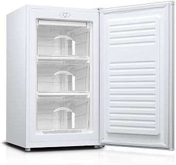 MAXZEN JF060HM01WH Small Home Use Freezer, 2.1 cu ft 60 L, Right Opening, CFC-Free, Chest Freezer, Front Opening, Compact Freezer, Stocker, Freezer, Slim, Ingredients, Food, Frozen Food, Storage