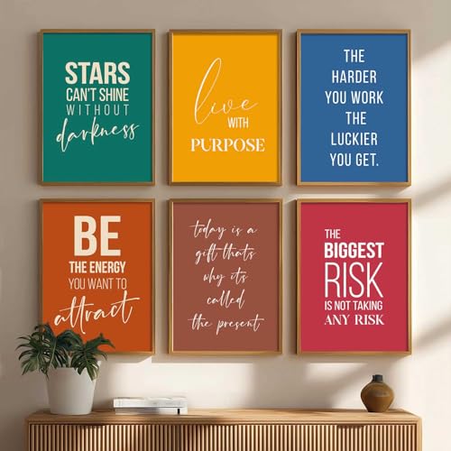 Image of kotart Motivational Painting for Wall Decoration | Quote Painting for Living Room Bedroom Office Room Decor - Premium Digital Paintings with Frame for Home Decoration Set of 6 (13x17, H)
