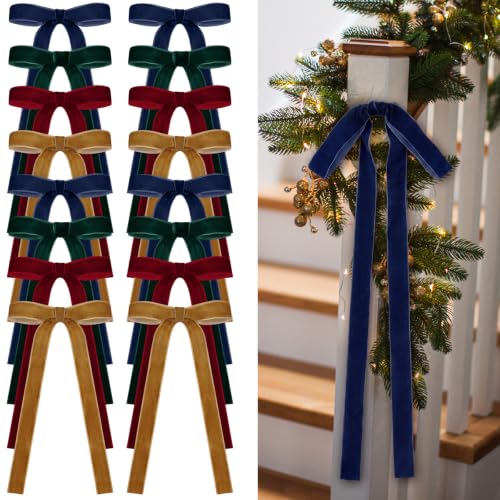 Glitinsel 24 Pcs Velvet Christmas Tree Bow, 9x13,1" w, Regal Color