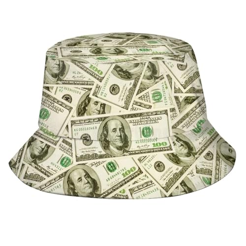 Lalamelody 100 US Dollar Bucket Hat Funny Sun Hat Fisherman's Cap for Men Women