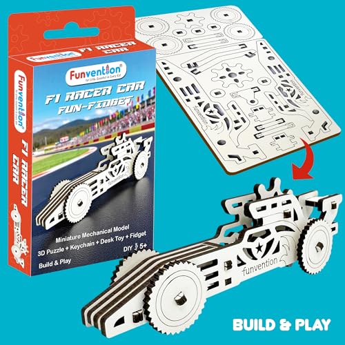 Image of Funvention Fun Fidget F1 Racer Car (Return Gift Pack of 6) - DIY Mechanical Model Kit for Kids | 3D Puzzle with Geared Mechanism | Birthday Return Favour Gift Pack of 6 | STEM Build & Play Toy Age 5+