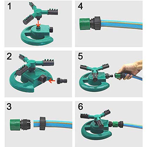 Limbjal® Automatic 360 ° Rotating Adjustable Round 3 Arm Lawn Water Sprinkler for Watering Garden Plants/Pipe Hose Irrigation Yard Water Sprayer Adjustable Water Sprinkler (Pack 1) (Pack 1)
