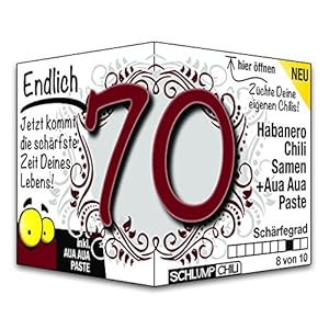 Schlump-Chili⎥Endlich 70 – das witzige scharfe Geburtstagsgeschenk. Eine originelle Geschenkidee zum 70. Geburtstag für…