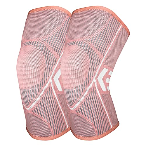 Genouillère Sport pour Femme Genouillère Rotulienne et Ligamentaire Respirant Rose Genouillère Arthrose Genou Pour l'arthrite, la tendinite, le soulagement de la douleur au genou 2 pièces (XL) Cover