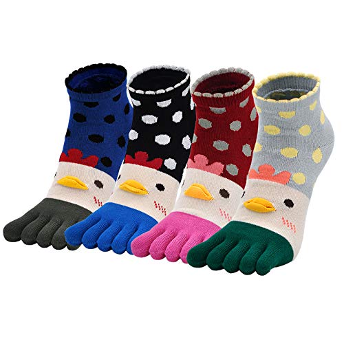 fuzzy chicken socks - Women’s Toe Sock Cute Animal Ladies Chicken Five Finger Sock Running Athletic Funny Fun Soft Socks for Girls