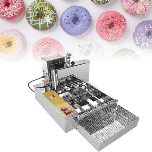 GGAHDSRH 2800W Automatic Donut Machine, 4 Rows Donut Fryer, It Can Produce 4 Donuts at a Time, Adjustable Donut Thickness Stainless Steel with 5.5L Hopper, Which is Very Convenient,