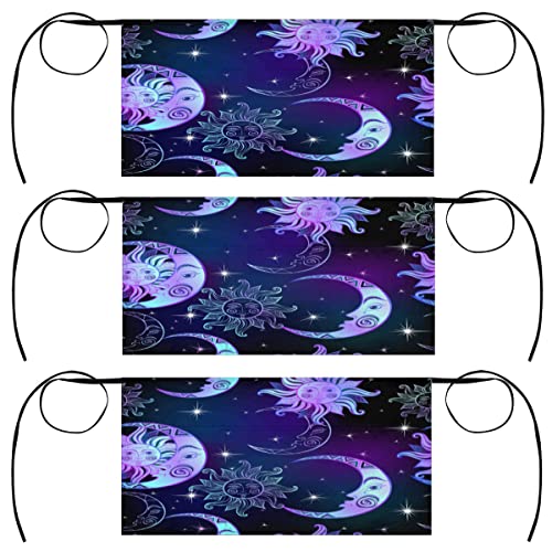 Xmnygj 3 Pack Waist Apron Set Sun Moon Stars Space Night Sky Waitress Aprons 3 Pockets Waterproof Half Apron For Bartender Restaurant Barista Teachers Bbqs Parties #TOP13
