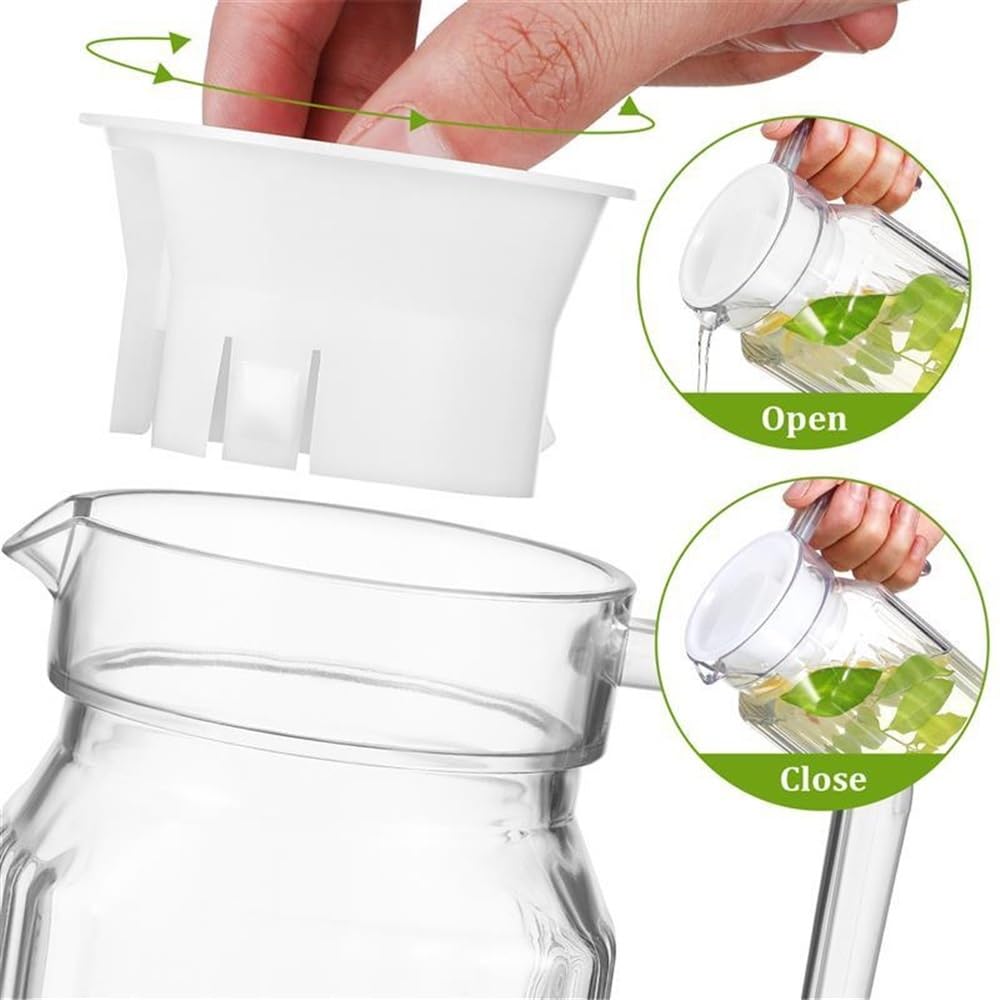 Jarra de agua 2 jarras de agua de gran capacidad, hervidor de agua doméstico de plástico con tapa, jarra for bebidas for jugo, leche, bebidas frías o calientes Olla de vidrio