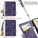 KRHGEIK Wallet Case for iPhone 8 Plus/7Plus/6Plus/6S Plus,Women Butterfly Embossed PU Leather with Stand Card Slots Flip Phone Cover,5.5 Inch (Purple)