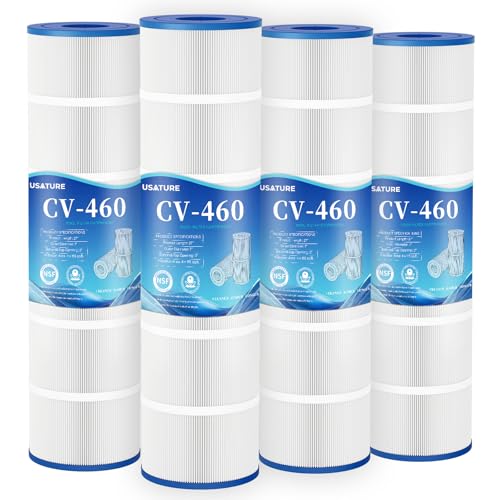 USATURE CL460 Pool Filter Cartridges Replacement for Jandy CL460 CV460 Pleatco PJAN115 Unicel C-7468 Filbur FC-0810 4 x 115 sq.ft Cartridges L x OD: 27 x 7 4 Pack