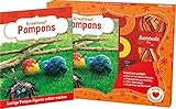  Kreativset Pompons - Lustige Pompon-Figuren selber machen: Set mit Anleitungsbuch, 2 Pomponschablonen, 2 Paar Wackelaugen und Wolle für 1 Modell