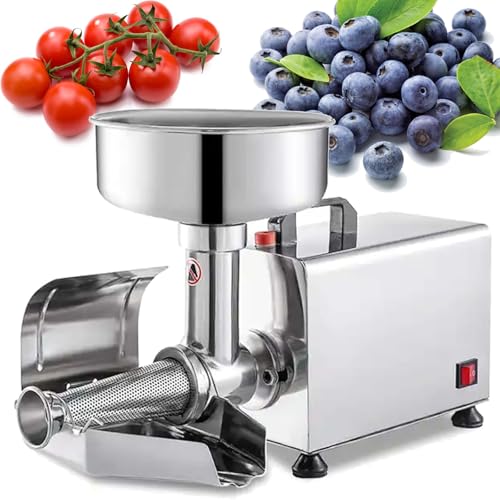 Máquina coladora de tomate eléctrica de 370 W, máquina comercial de prensado de alimentos de acero inoxidable for hacer mermeladas y salsas, ideal for operaciones de enlatado y prensado de frutas