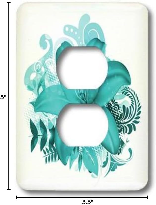 3dRose lsp_152418_6 One Large Beautiful Turquoise Tropical Lilly On A Flourish Background 2 Plug Outlet Cover