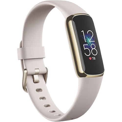 Fitbit Luxe Fitness and Wellness Tracker with Stress Management, Sleep Tracking and 24/7 Heart Rate, One Size S L Bands Included, Lunar White/Soft Gold Stainless Steel, 1 Count (Renewed)