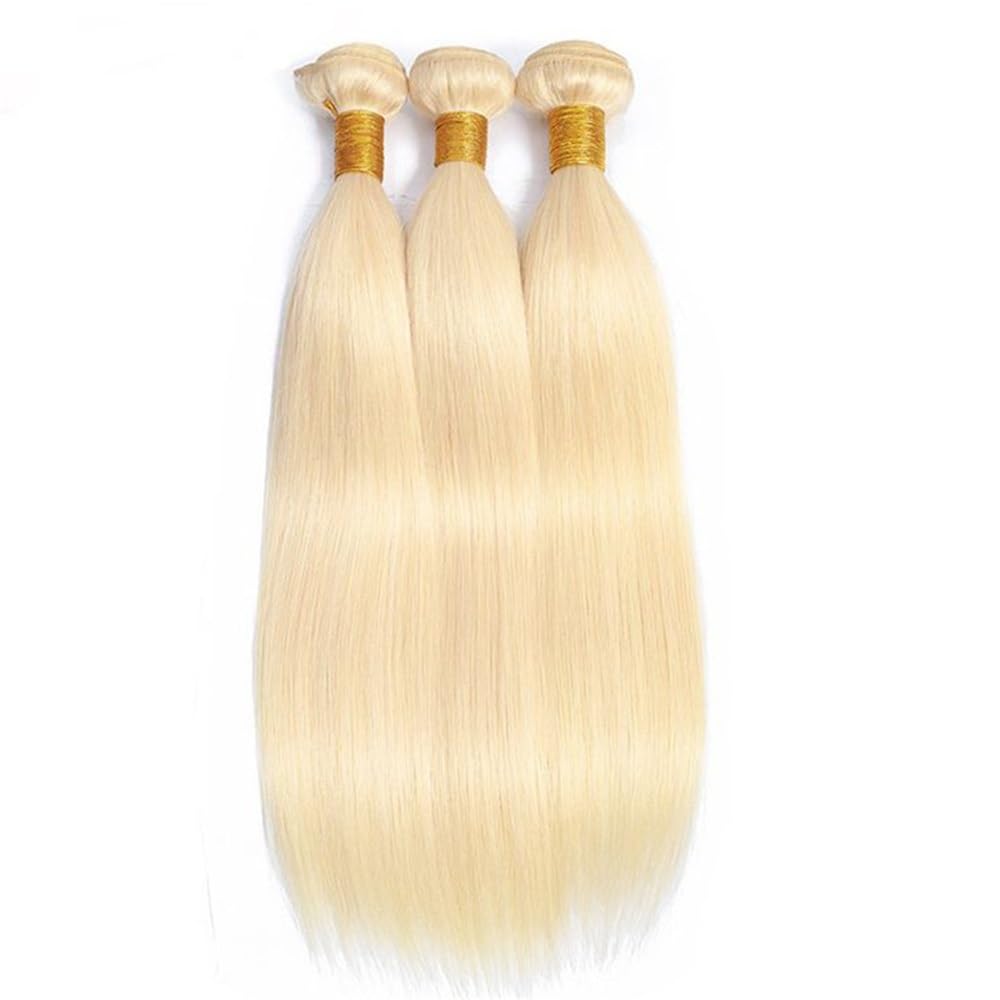 Naturalne brazylijskie pasemka Remy gładkie 613, nieobrobione przedłużanie włosów, podwójne pasemka, jasne blond peruki dla kobiet (24 cale)