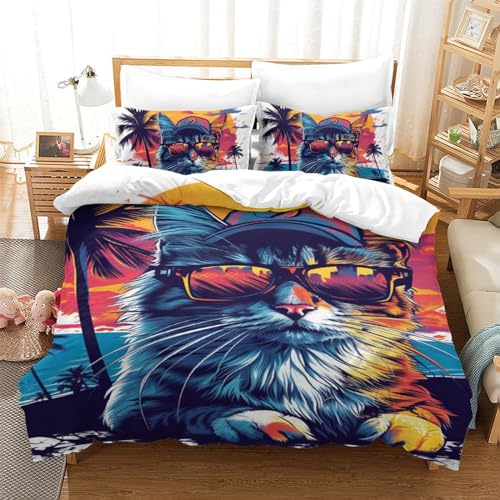 Parure de lit chat 140x200 microfibre pour remplacer les draps rêches qui grattent