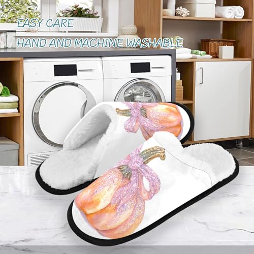 Halloween Pumpkin Purple Shiny Slippers For Women Men Soft Memory Foam Non-Slip Hallowmas Winter Indoor House Shoes Travel Slipper3