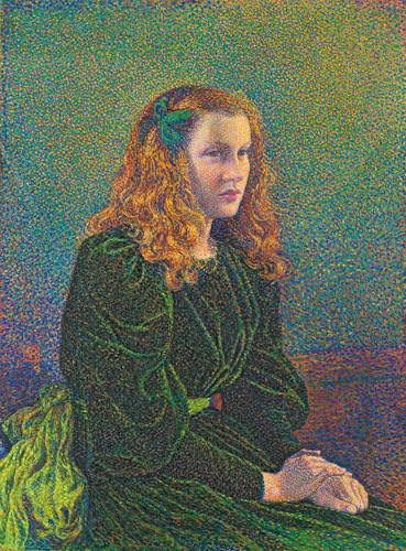 Toile Peinture Murale Jeune femme en robe verte Van Rysselberghe 60x90cm