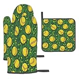 Ensemble de gants de cuisine : améliorez votre expérience culinaire avec notre ensemble complet de pâtisserie, comprenant 2 gants de cuisine (27,9 x 18,3 cm) et 1 manique polyvalente (20,3 x 20,3 cm). Cordon latéral, rangement sans effort et gain de place.