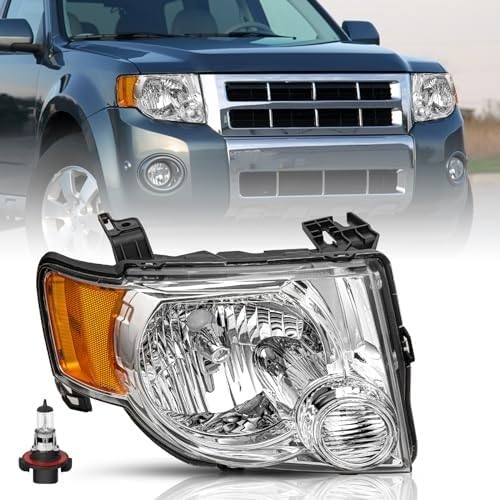 TUSDAR Headlights Assembly with Bulbs Fit for 08-12 Ford Escape SUV Headlamps Right Passenger Side