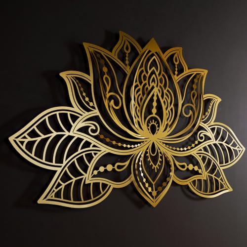 Large 3D Metal Mandala Wall Art, Big Lotus Flower Metal