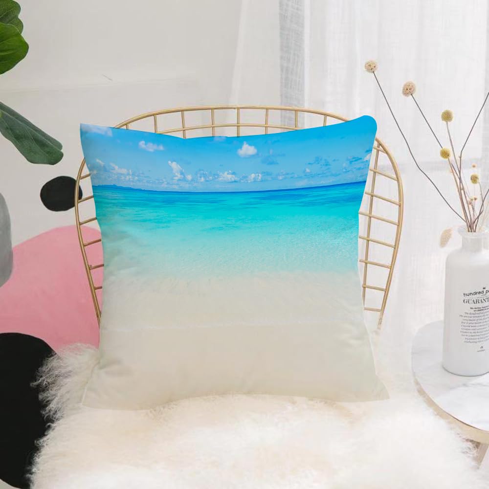Hyosxw Seaside Sky Sand View Of Antigua Lagoon Cari - A9 Cushion Cover,Throw Pillow Case Home Decorative For Living Room Bedroom Sofa Chair 18X18 Inch,Seaside Sky Sand View Of Antigua Lagoon Caribbean Water Nature Coast Wavy Beach,Pillowcase 45X45cm