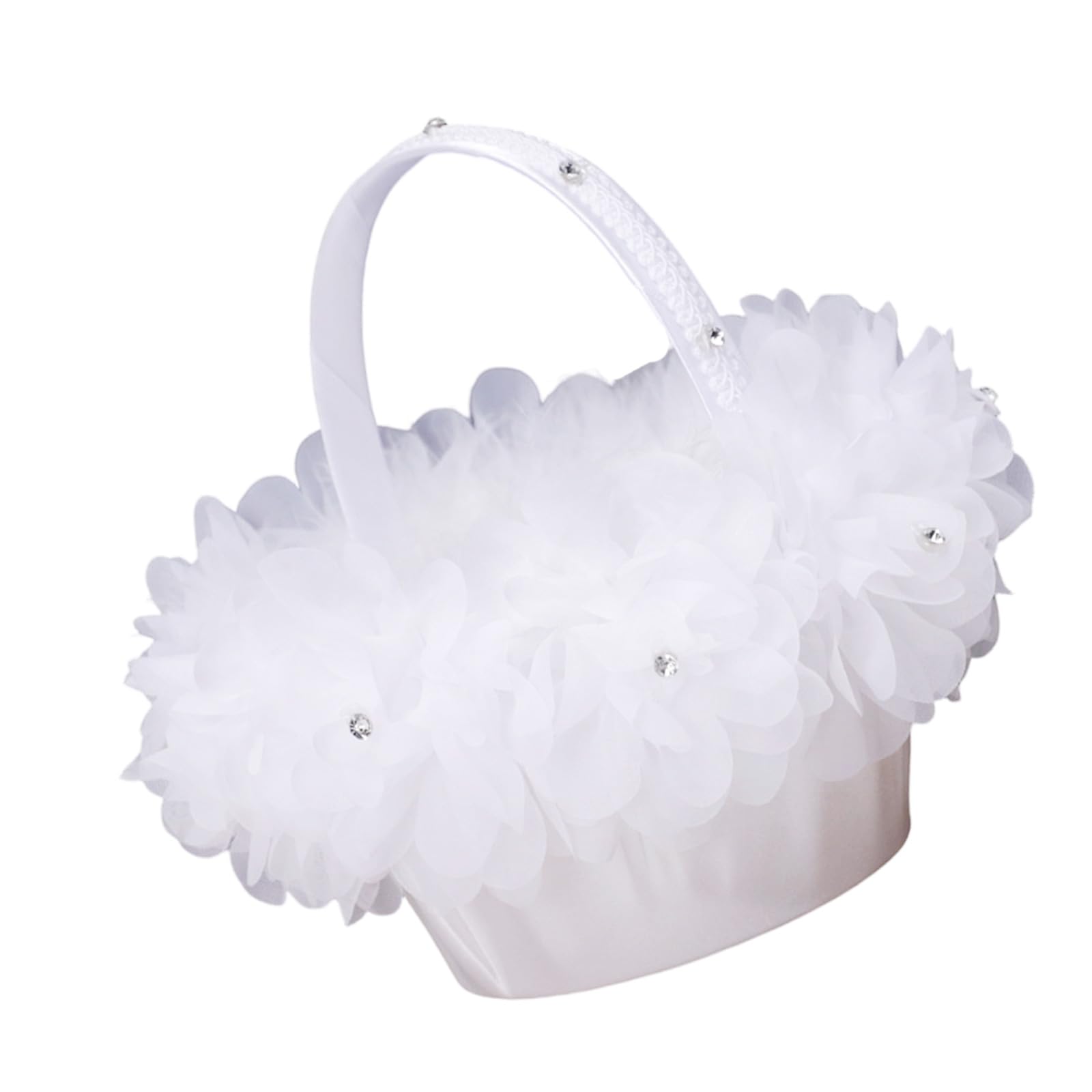 Crystal Trimmed Petal Toss Basket Compact Design for Wedding Receptions Photo Props Compact Pearl Trim Basket for Flower Storage and Photo Props At Receptions