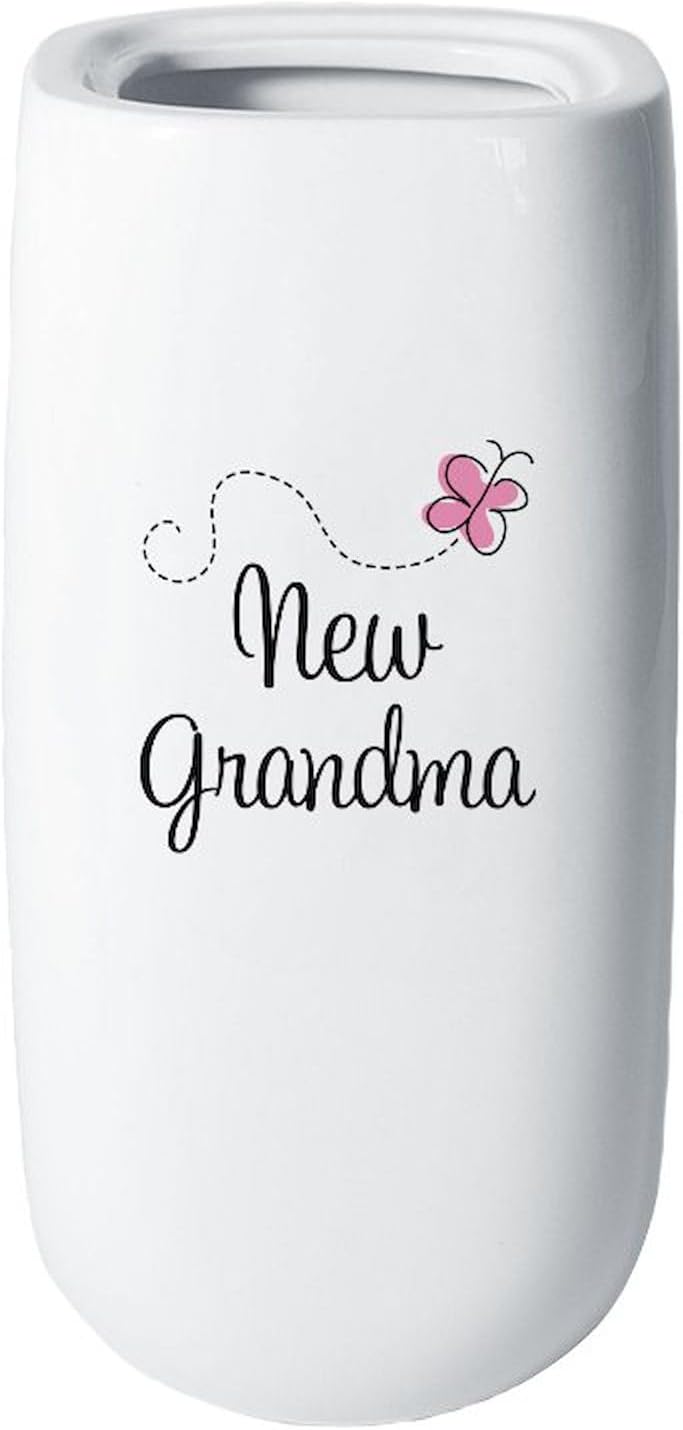 CafePress New Grandma Butterfly 10" Printed Porcelain Vase for Home Décor