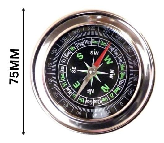 Erh India 1 Pc Magnetic Direction Compass Small Size 75mm Diameter Stainless Steel Directional Compass for Outdoor Mountaineering and DIY School Projects