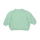 Mädchen Pullover Modern Kinder Strickpullover Sweater Elegant Warm Langarmshirt Freizeit Langarm Oberteile Loose T-Shirt Cute Pulli Weiche Winter Kleidung Kinderpullover (Mint Green, 9-12 Monate)