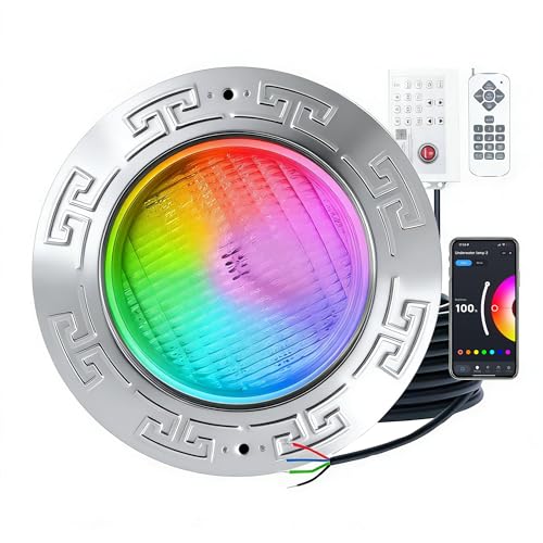 Jyexin Pool Lights for Inground Pool Led Swimming Spa Lights with Controller Underwater 10Inch 120VAC 60W RGB Multicolor with 50Ft Cord for Wet Niche APP & Remote Control (50ft Cord with Controller)