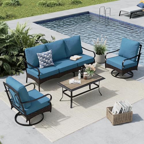 MFSTUDIO 4 Pieces Outdoor Patio Furniture Set, Metal Outdoor...