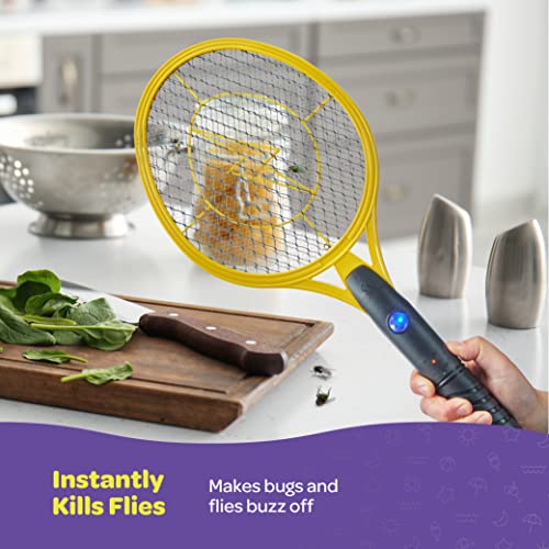 Electric Fly Swatter [Set Of 2] Handheld Bug Zapper Racket For Indoor/Outdoor - 4000 Volt Fly Swatter - Instant Bug & Mosquito Killer With Attractant Led Light - Usb Rechargeable Portable Fly Zapper. #TOP1