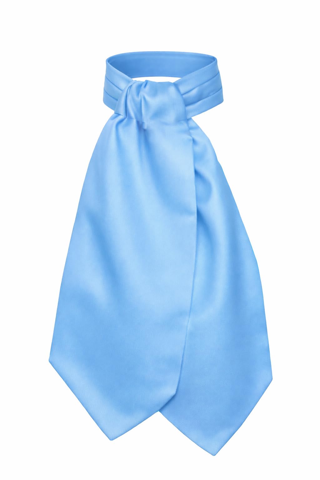 Remo Sartori - Pañuelo para hombre Ascot doble pala de pura seda de color liso, fabricado en Italia, azul claro, Talla única