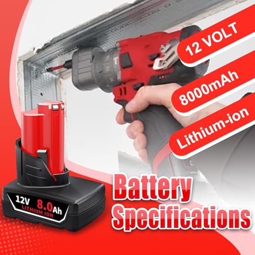 Qinycon 12V 8000mAh M12 Li ion Replacement Battery - image 4