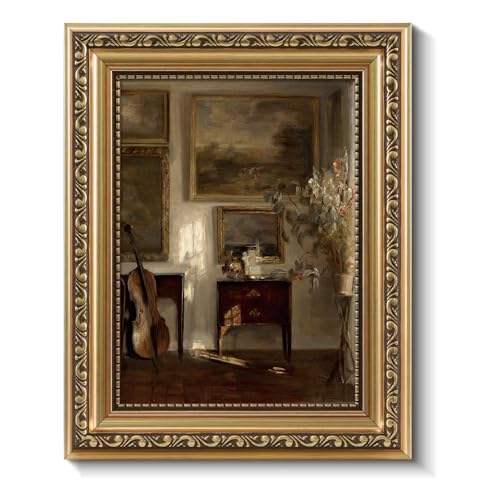 ARPEOTCY Vintage Gold Framed Wall Art, Still Life Interior Cello, 8x10In