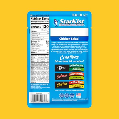 Image of StarKist Chicken Creations Chicken Salad, 5oz Pouch, 1-Pack | 19g Protein Per Serving, Fully Cooked White Meat, Gluten Free, Soy Free, Ready to Eat for Salad and Sandwiches