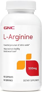 GNC L-Arginine 500mg, 90 Capsules, Increases Nitric Oxide Productioin