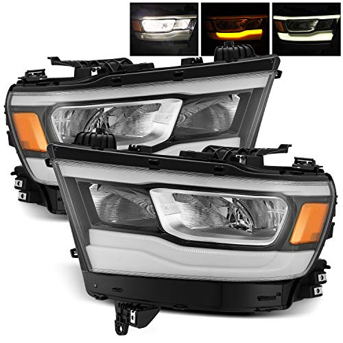 Modifystreet For 19-21 Ram 1500 Stock Halogen to Full LED Black Crystal Headlights Upgrade Kit Left/Right Assembly