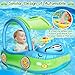 iGeeKid Inflatable Baby Pool Float with Canopy, Safty Seat for Infant Baby Swim Float Rings Car Shaped Swimming Pool Floaties for Babies Toddler Age of 6-36 Months (Light Blue)
